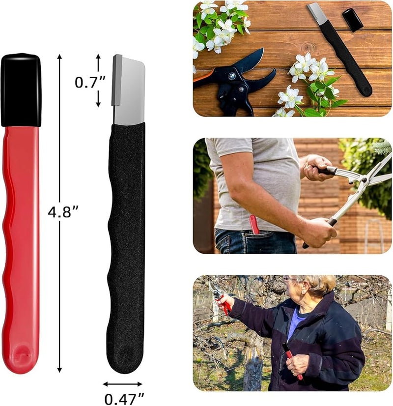 TERRIFI Garden Tool Sharpener, Blade Sharpening Instrument for Hedge Shears, Pruners, Scissors, Knives, Mini Portable for Lawn, Yard, Farming Tackle, Gardening Maintenance (2 Pack, Black&Red) - Image 5