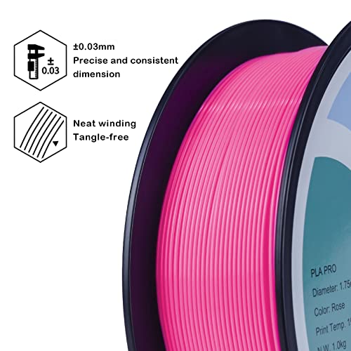 ZIRO PLA Filament 1.75mm, Pure Color 3D Printer Filament, PLA PRO Basic Color Series 1.75MM 2.2lbs Spool, Fit for Most FDM Printers, Rose - Image 4