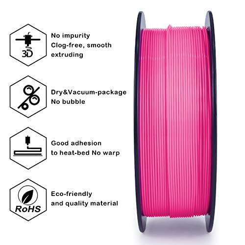 ZIRO PLA Filament 1.75mm, Pure Color 3D Printer Filament, PLA PRO Basic Color Series 1.75MM 2.2lbs Spool, Fit for Most FDM Printers, Rose - Image 5