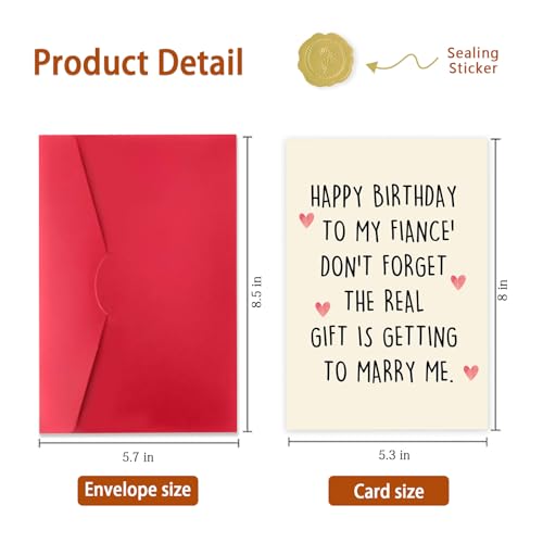 ICOOLYI Funny Birthday Card for Fiancé – Cute Birthday Gift for Future Husband – Romantic Birthday Card from Fiancée - Image 2