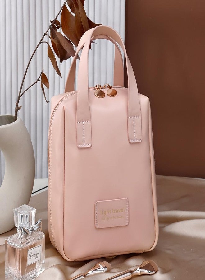 coldchill Travel Makeup Bag, Large Capacity Cosmetic Bags, Waterproof Portable Pouch, Open Flat Toiletry Bag Make up Organizer with Divider and Handle for Women and Girls (Pink) - Image 2