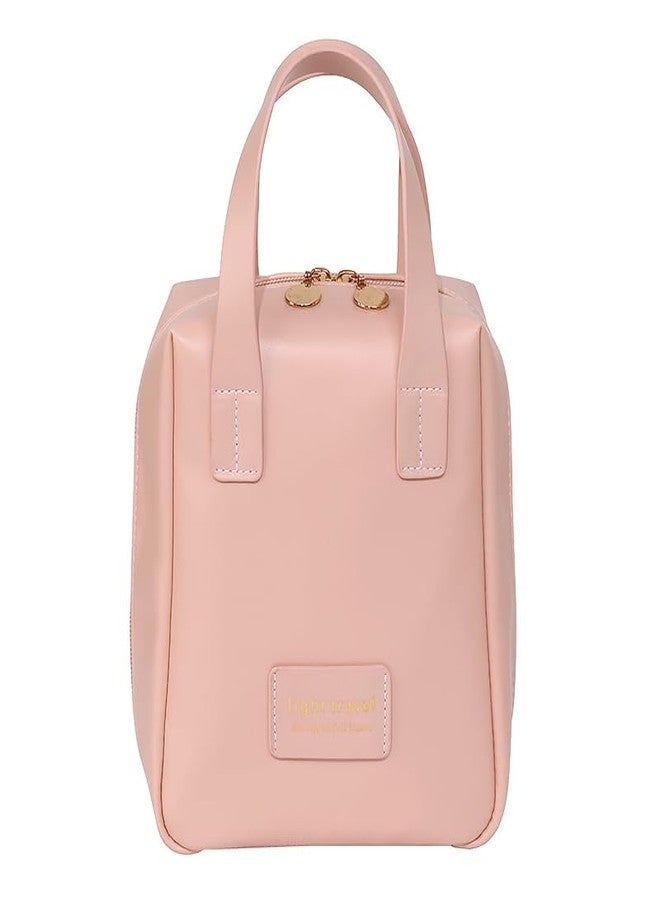 coldchill Travel Makeup Bag, Large Capacity Cosmetic Bags, Waterproof Portable Pouch, Open Flat Toiletry Bag Make up Organizer with Divider and Handle for Women and Girls (Pink) - Image 1