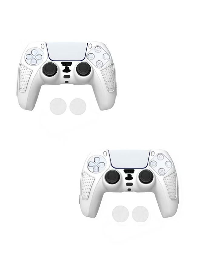 2 حزمة PS5 وحدة تحكم حالة الجلد ناعمة مسطحة ومضادة للانزلاق غطاء واقي من السيليكون لوحدة تحكم PlayStation 5 ، مع 4 أغطية قبضة إبهام مرفوعة - Image 1