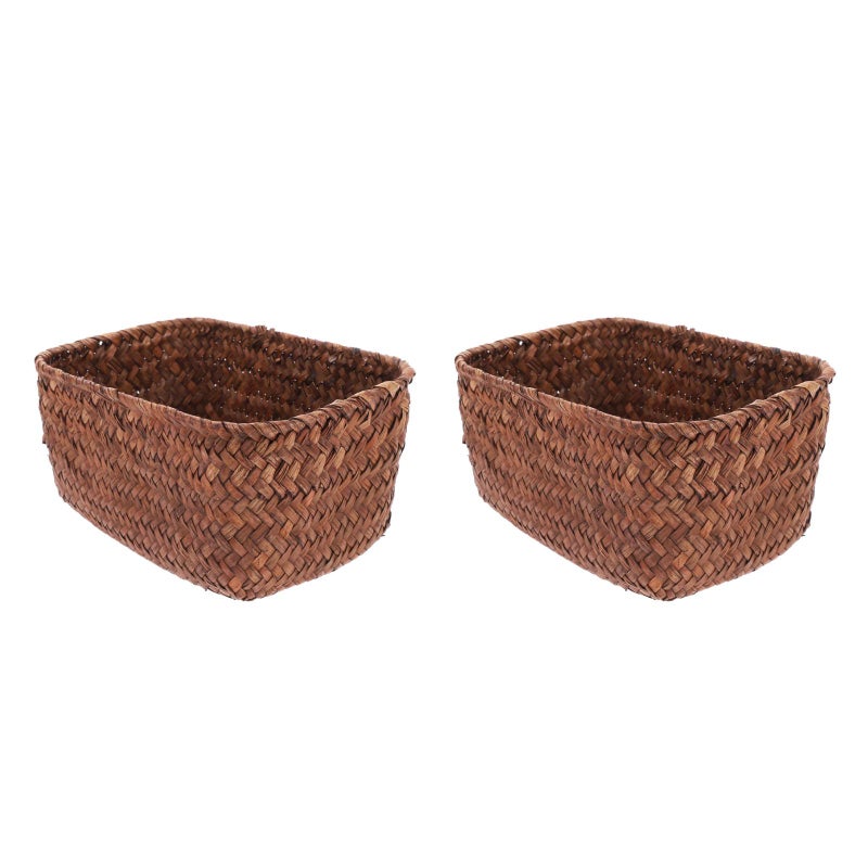 2 pcs Living Room Storage Basket Picnic Fruit Holder Weaving Basket - Image 3