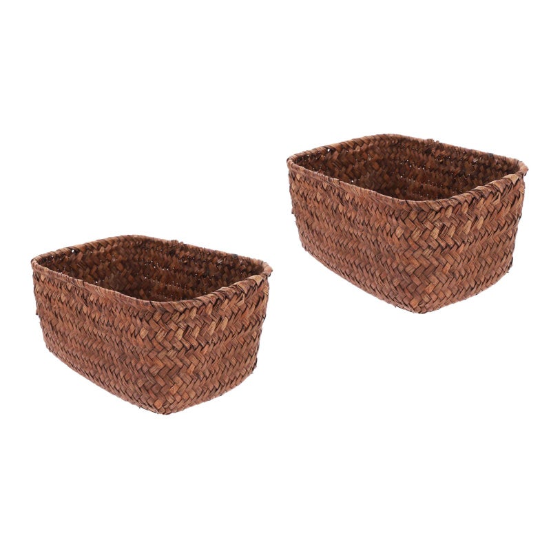2 pcs Living Room Storage Basket Picnic Fruit Holder Weaving Basket - Image 5