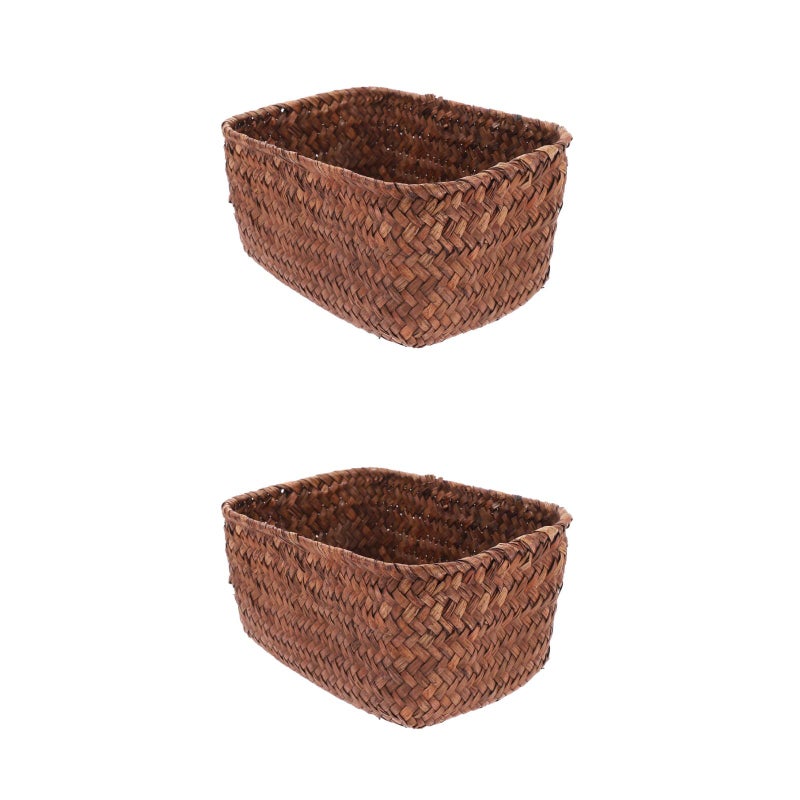2 pcs Living Room Storage Basket Picnic Fruit Holder Weaving Basket - Image 4