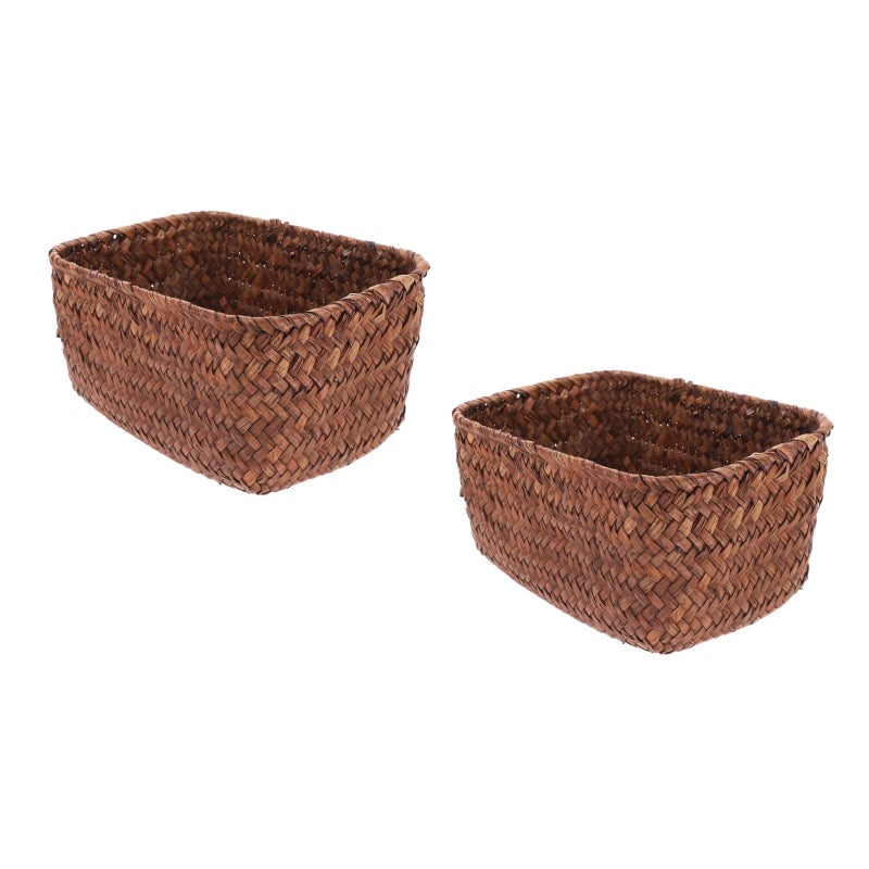 2 pcs Living Room Storage Basket Picnic Fruit Holder Weaving Basket - Image 1