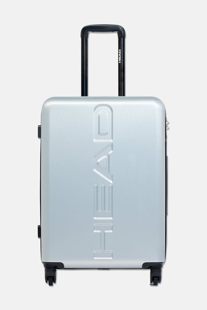 HEAD 24 Inch Brand Logo Check In Spinner Luggage, Silver - Image 1