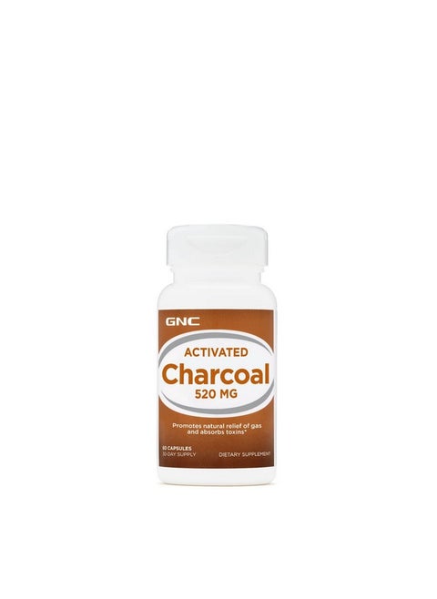 Activated Charcoal 520Mg 60 Capsules Supports Relief Of Gas And Absorbs Toxins