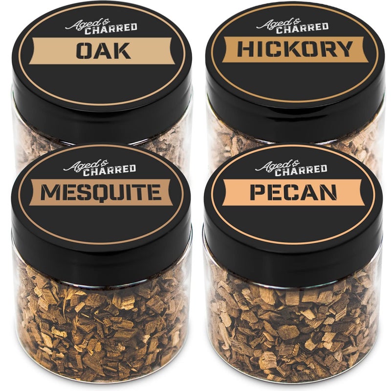 Wood Chips for Cocktail Smoker Bold 4 Pack  Pecan Hickory Oak Mesquite  Cocktail Smoker Chips  Perfect Bourbon Whiskey Smoking Infusing Set