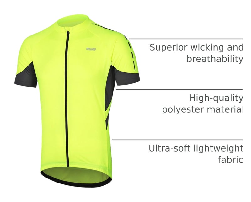 ARSUXEO Men's Short Sleeves Cycling Jersey Bicycle MTB Bike Shirt 636 Green Size M - Image 4