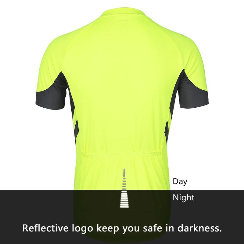 ARSUXEO Men's Short Sleeves Cycling Jersey Bicycle MTB Bike Shirt 636 Green Size M - Image 2