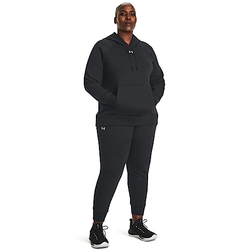 Under Armour Womens Rival Fleece Hoodie, (001) Black / / White, X-Large - Image 2