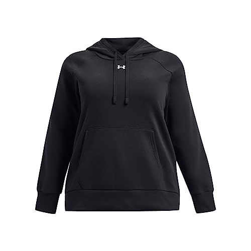 Under Armour Womens Rival Fleece Hoodie, (001) Black / / White, X-Large - Image 4