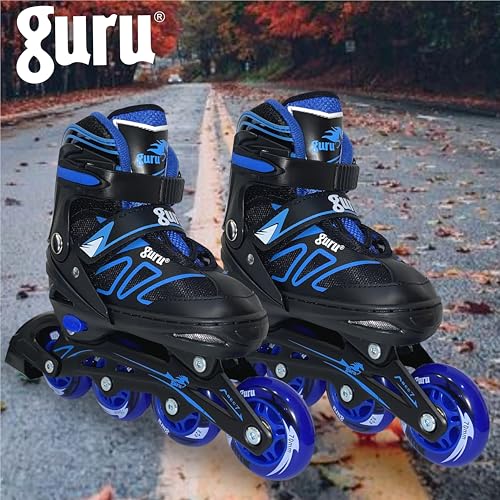 GURU Inline Skates, Inline Skates 4 Wheels 70mm for Kids & Adults Large Size in-line Skates - Size 36-39 Euro (Blue) - Image 3