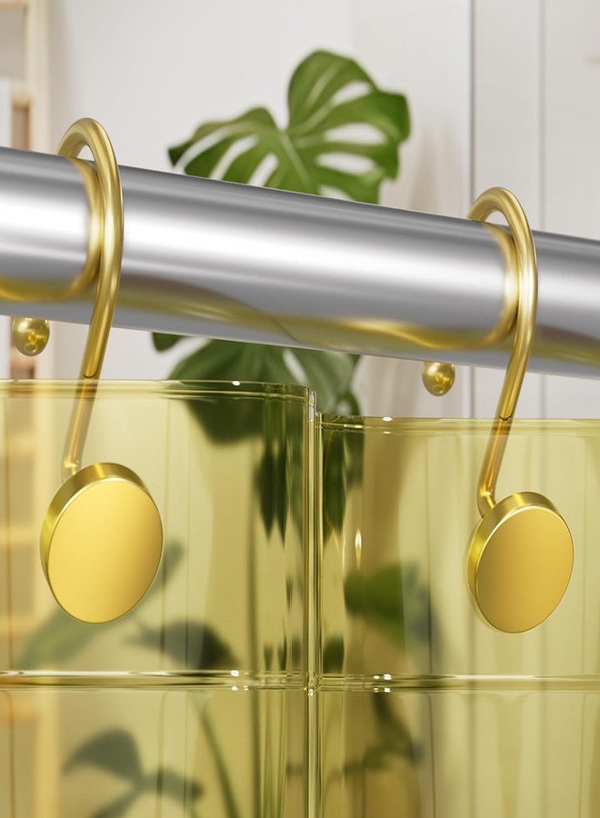 AmazerBath Gold Shower Curtain Hooks, Shower Curtain Rings Modern Decorative Shower Curtain Hooks Rust Proof Smooth Metal Shower Hooks for Shower Curtain Hangers Bathroom Shower Rod Hook, 12Pcs - Image 1