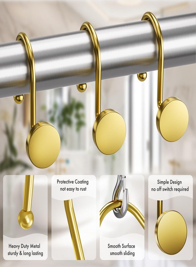 AmazerBath Gold Shower Curtain Hooks, Shower Curtain Rings Modern Decorative Shower Curtain Hooks Rust Proof Smooth Metal Shower Hooks for Shower Curtain Hangers Bathroom Shower Rod Hook, 12Pcs - Image 4