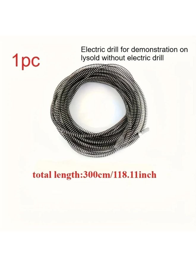 118.11 Inch All Purpose Pipe Cleaner Durable Metal Tube Tool for Drain Toilet and Floor Sink - Image 1