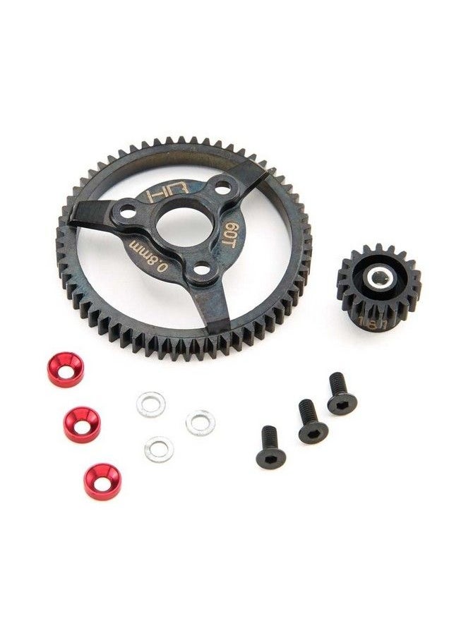 Hot Racing Ste260 Steel Pinion And Spur Gear Set (18T/60T 32P)(Red) Tra  - Image 2