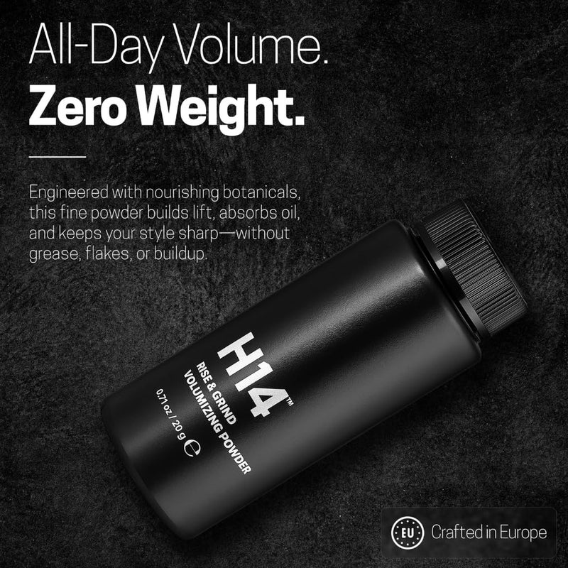 H14 Rise & Grind Hair Powder for Men â€“ Volumizing Matte Finish Styling Dust with Extra Hold â€“ Lightweight Thickening Powder with Pea Extract & Acai Oil â€“ Residue-Free Texture Booster, 0.71 oz - Image 4