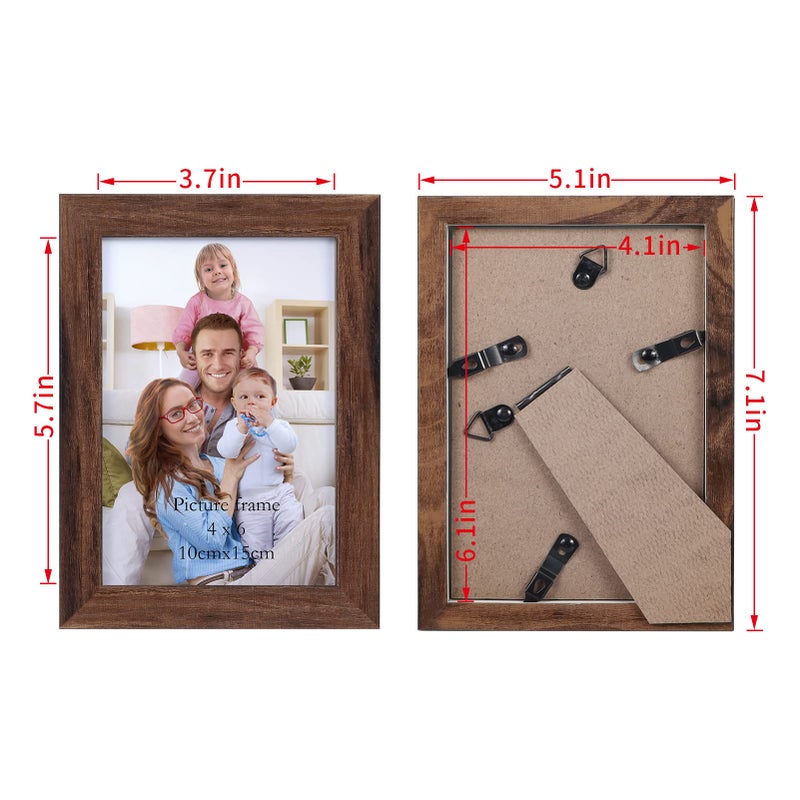 Giftgarden 4x6 Picture Frame Brown Set of 12  Multi Rustic Walnut Wood-Color 4 by 6 Photo Frames Bulk for Wall or Tabletop Display - Image 2