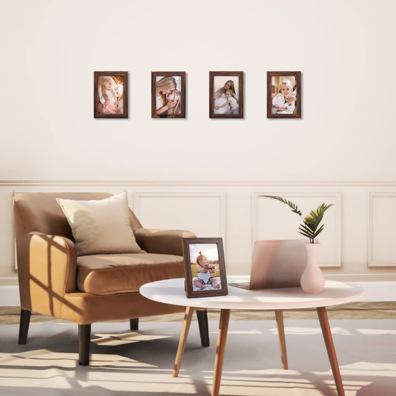 Giftgarden 4x6 Picture Frame Brown Set of 12  Multi Rustic Walnut Wood-Color 4 by 6 Photo Frames Bulk for Wall or Tabletop Display - Image 4