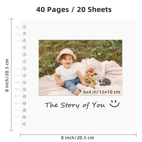 Yopih 8 x 8 Inch DIY Scrapbook Photo Album Hardcover Kraft Blank Page Acid-Free 40 Pages (20 Sheets) Memory Book for Wedding Anniversaries Family Baby Memories Small Scrapbooking Projects, White - Image 2