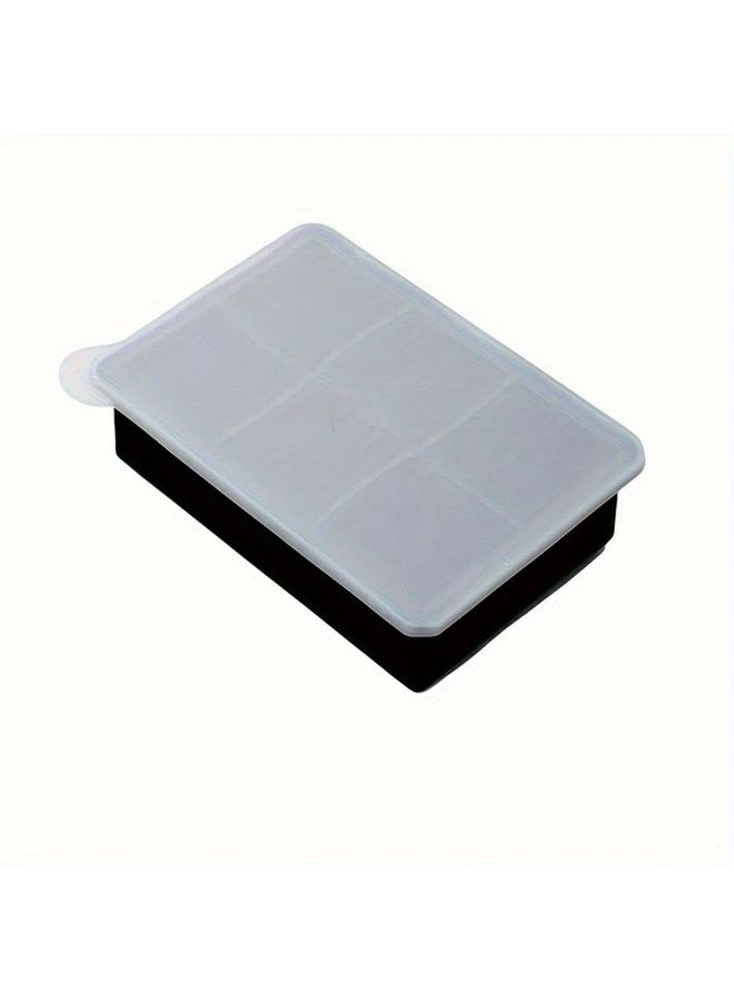 1pc Silicone Ice Cube Tray with Lid Black 6 Grids Large Size Reusable Detachable Keeps Drinks Chilled Ideal for Kitchen Parties Apartment Essentials Freezer Accessories - Image 3