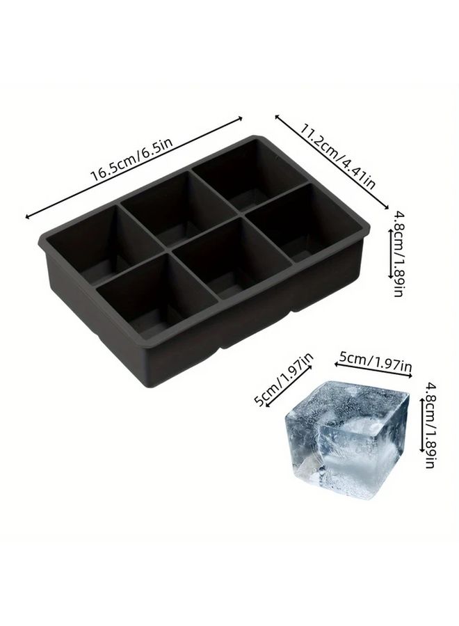 1pc Silicone Ice Cube Tray with Lid Black 6 Grids Large Size Reusable Detachable Keeps Drinks Chilled Ideal for Kitchen Parties Apartment Essentials Freezer Accessories - Image 2