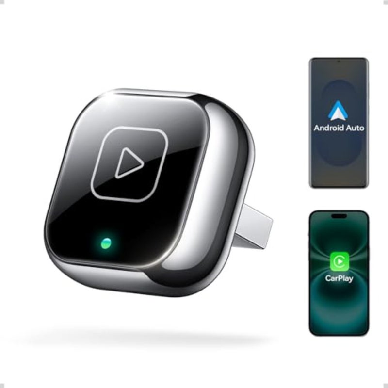 محول Carplay وAndroid Auto اللاسلكي، دونجل صغير ومستقر 2 في 1 بتصميم معدني، يحول CarPlay/AA السلكي للمركبة إلى لاسلكي، لنظام iOS 10+/Android 11+ والسيارات من 2016 رمادي - Image 1