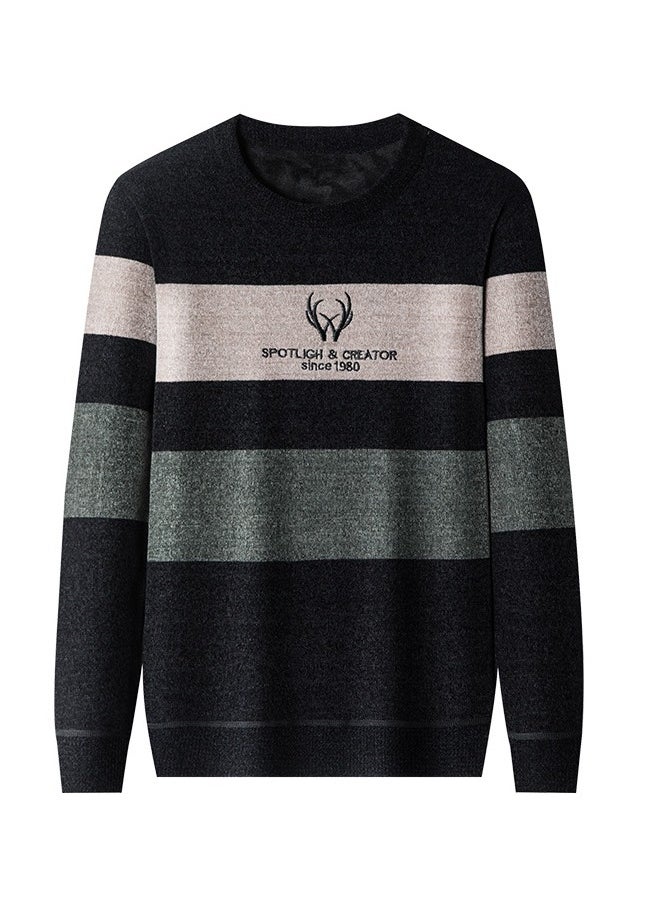 NIBEMINENT All Match Knitted Color Block Sweater, Men's Casual Warm High Stretch Crew Neck Pullover Sweater For Men Fall Winter  - Image 4