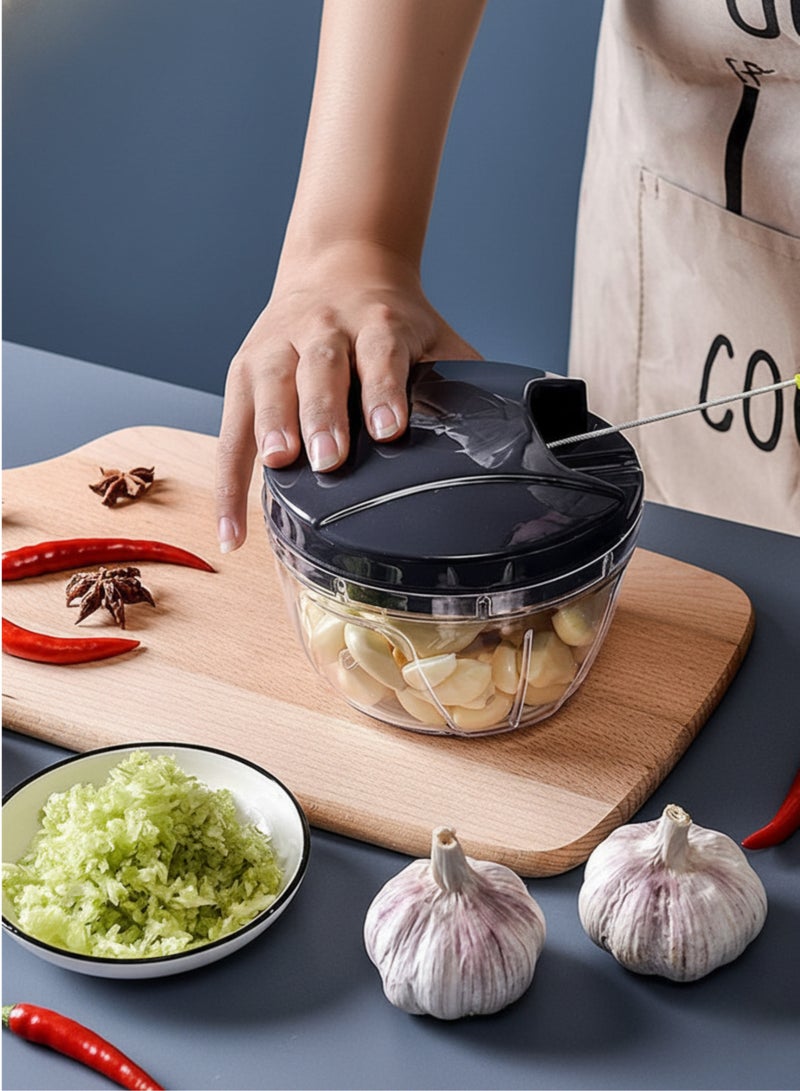 Manual Vegetable Chopper Cutter with Pull Cord, Multifunction Food Processor, Garlic Onion Meat Slicer - Image 2