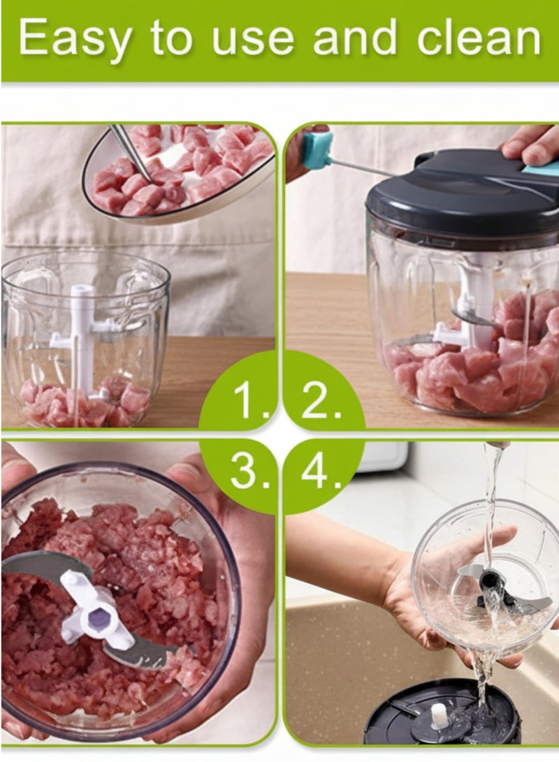 Manual Vegetable Chopper Cutter with Pull Cord, Multifunction Food Processor, Garlic Onion Meat Slicer - Image 5