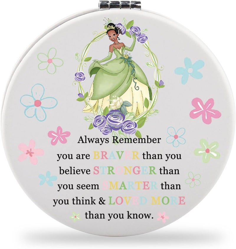 SEIRAA Princess Frog Pocket Mirror Tiana Gifts Tiana Makeup Mirror Tiana Merchandise Princess Frog Gifts (Green Princess)