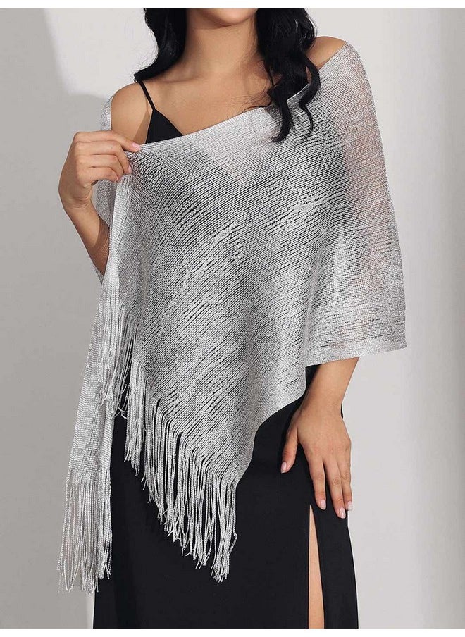 Aukmla - Shawls And Wraps For Evening Dresses With Crystal Buckle Weddings Accessories For Bride And Bridesmaids (A-Silver) - Image 1