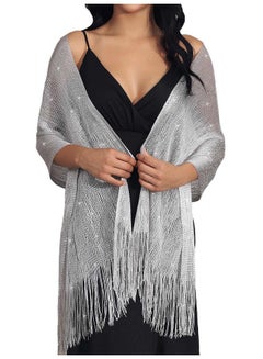 Aukmla Shawls And Wraps For Evening Dresses With Crystal Buckle Weddings Accessories For Bride And Bridesmaids (A-Silver)  - Image 1