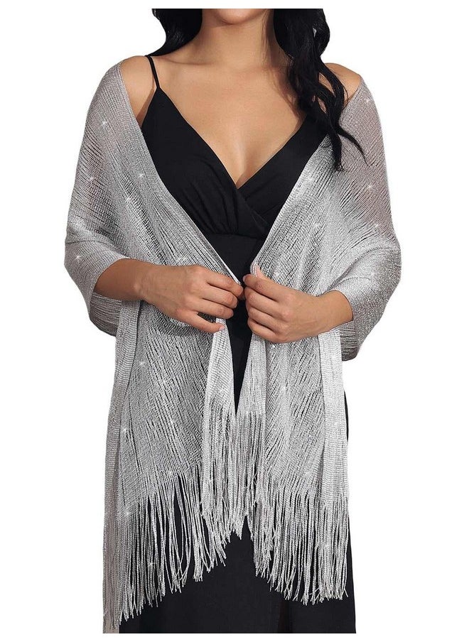 Aukmla - Shawls And Wraps For Evening Dresses With Crystal Buckle Weddings Accessories For Bride And Bridesmaids (A-Silver) - Image 1