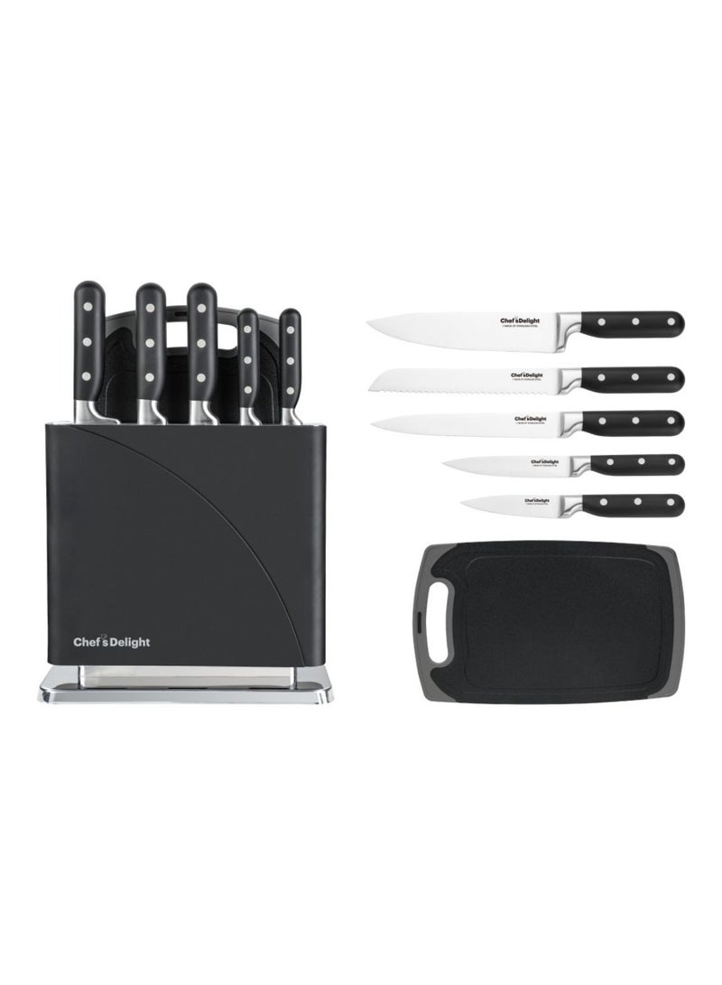 DANUBE HOME Chef's Delight 7-Piece Knife Set with Stand – Premium Stainless Steel Kitchen Knives for Professional & Home Use | Sharp Blades | Essential Culinary Cutting Tools - Image 5