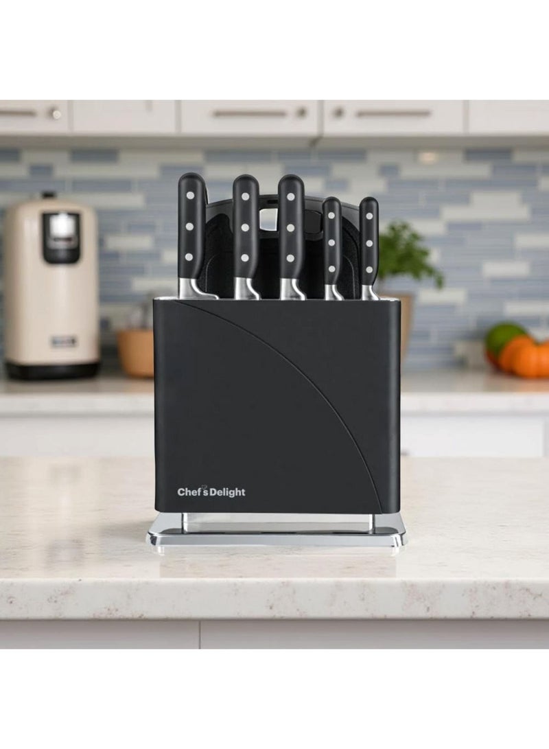 DANUBE HOME Chef's Delight 7-Piece Knife Set with Stand – Premium Stainless Steel Kitchen Knives for Professional & Home Use | Sharp Blades | Essential Culinary Cutting Tools - Image 4