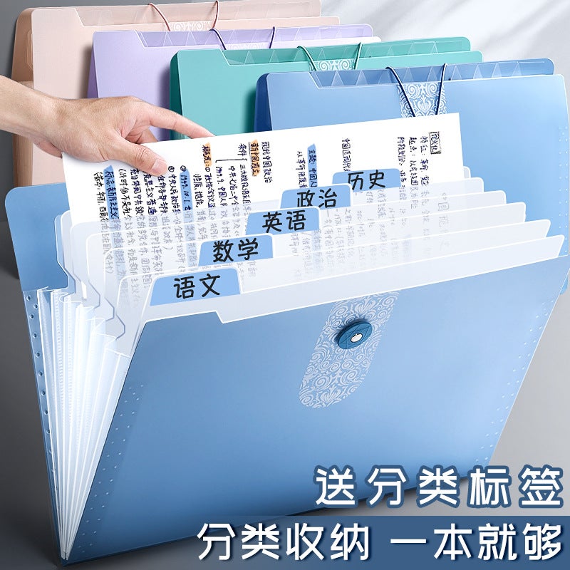12-Grids Organ Bag Folder Student Test Paper Folder 8-Grids Cute Transparent Classification Storage A4 Multi-Layer Storage Bag - Image 2