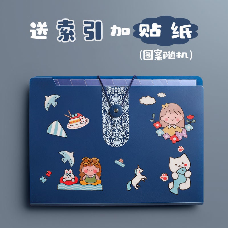 12-Grids Organ Bag Folder Student Test Paper Folder 8-Grids Cute Transparent Classification Storage A4 Multi-Layer Storage Bag - Image 1