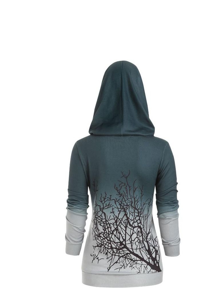 Loquat Cap Collar Digital Print Color Gradient Long Sleeve Cross-border Popular Large Size Women's Hoodie - Image 2