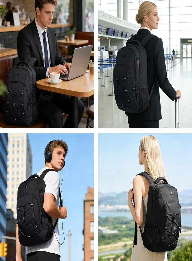 Goloni Laptop Backpack for Men Women, 17 Inch Travel Backpack with USB Charging Port, Water Resistant Lightweight Backpack with Compartments, 30L Casual Daypack,Black - Image 2