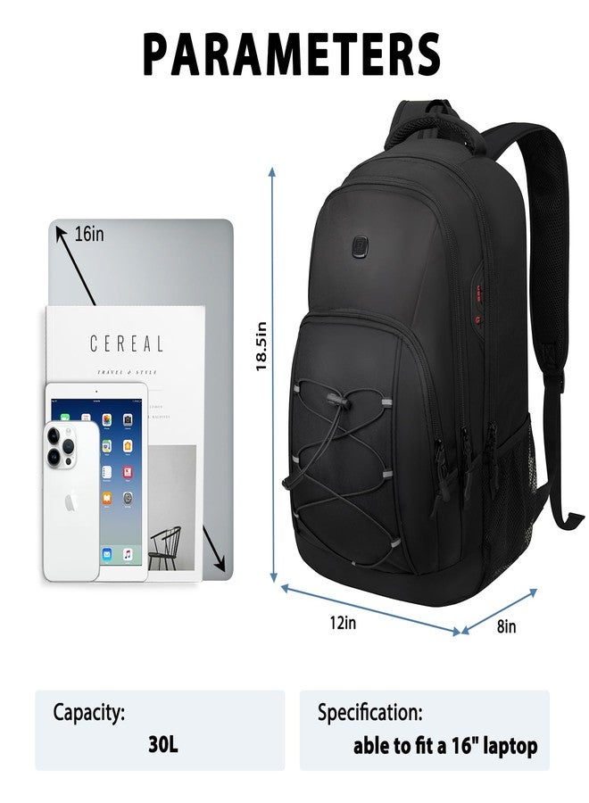 Goloni Laptop Backpack for Men Women, 17 Inch Travel Backpack with USB Charging Port, Water Resistant Lightweight Backpack with Compartments, 30L Casual Daypack,Black - Image 4