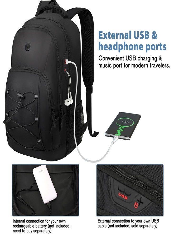 Goloni Laptop Backpack for Men Women, 17 Inch Travel Backpack with USB Charging Port, Water Resistant Lightweight Backpack with Compartments, 30L Casual Daypack,Black - Image 5