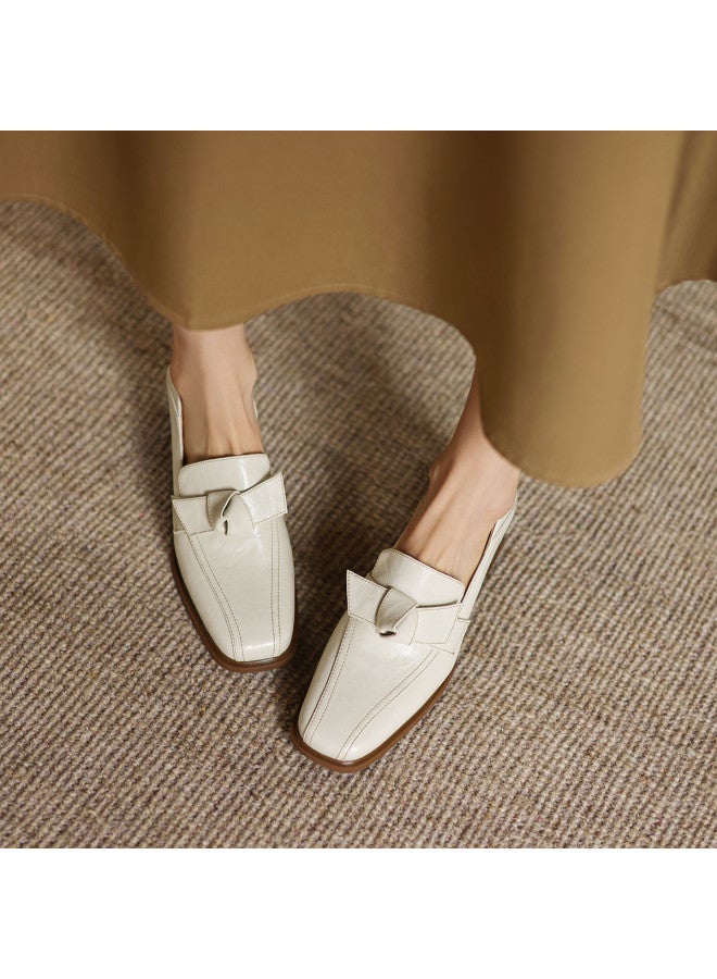 AME Elegant Women's Flats 2025 New Bow Detail D'orsay Flats Stitched Mid Heel Loafers For Women Commuting - Image 5