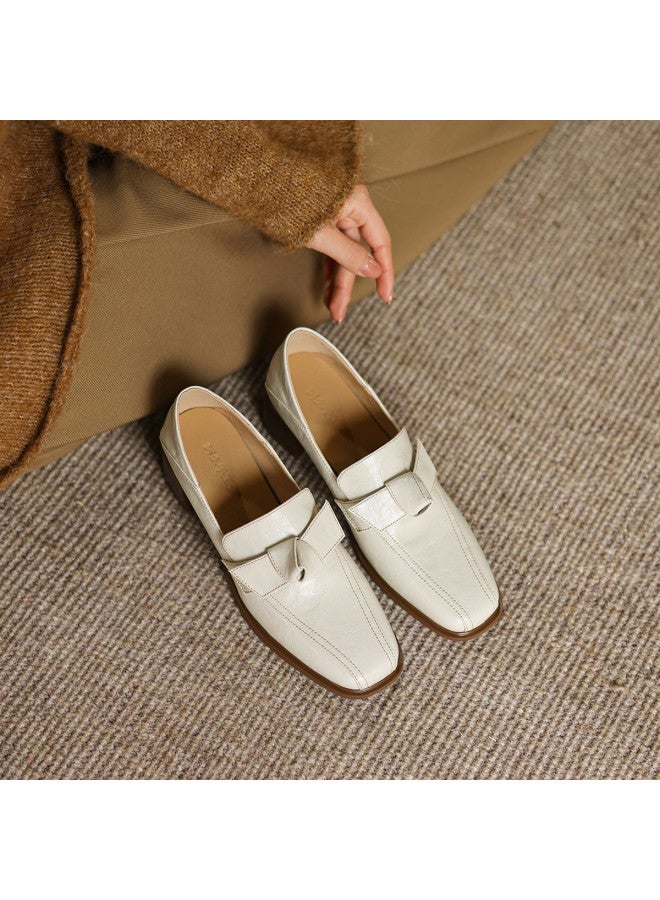 AME Elegant Women's Flats 2025 New Bow Detail D'orsay Flats Stitched Mid Heel Loafers For Women Commuting - Image 3