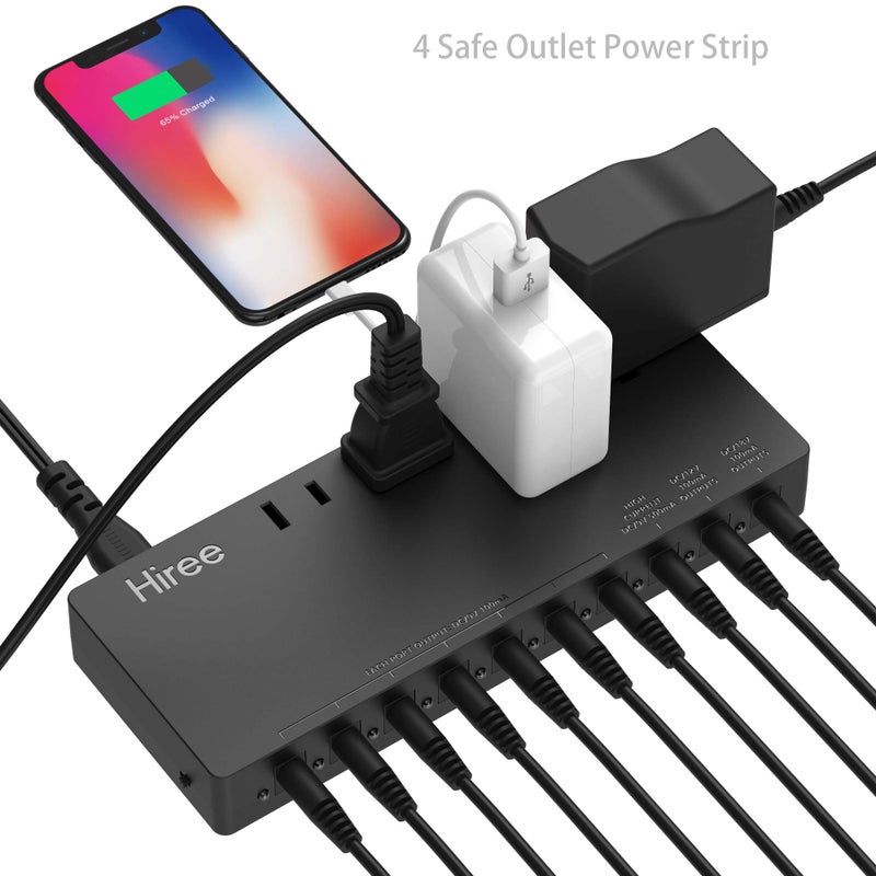 Hiree Guitar Pedal Power Supply Adapter Station Distributor 10 Isolated DC Output for 9V/12V/18V Effect PedalBoard with 4 AC Outlet for Charging Speaker, Musical Instruments - Image 2