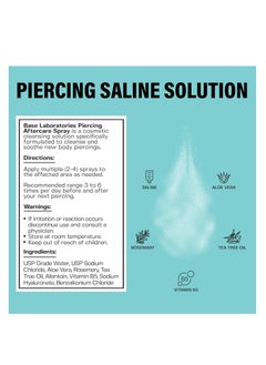 BASE LABORATORIES BASE LABORATORIES Piercing Aftercare Spray | Sterilizing Saline Spray for Piercings | Piercing Cleaner Spray for Ears, Nose - Saline Solution for Piercings, Piercing Bumps, Keloid Bumps & Wounds 4oz  - Image 2