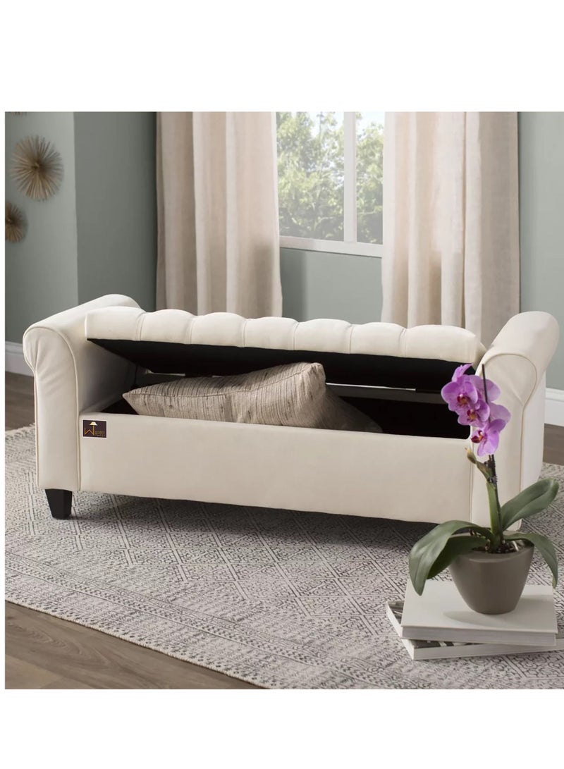 Wooden Twist Wooden Twist Zamansız Premium Wood Upholstered Flip top Storage Bench - Image 2